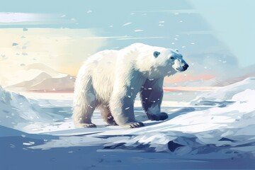 Obraz na płótnie Canvas Polar Bear in a Winter Scene illustration