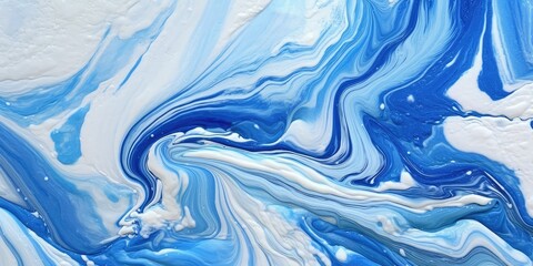 Obraz premium Blue Marble Swirls: Use shades of blue and white to depict swirling patterns on a marble texture background, resembling ocean waves.