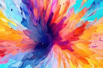 Obraz premium Bold and Colorful: Create a vibrant background by using bold and expressive brush strokes in a variety of bright and contrasting colors.