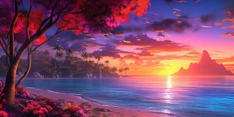 sunset over the lake