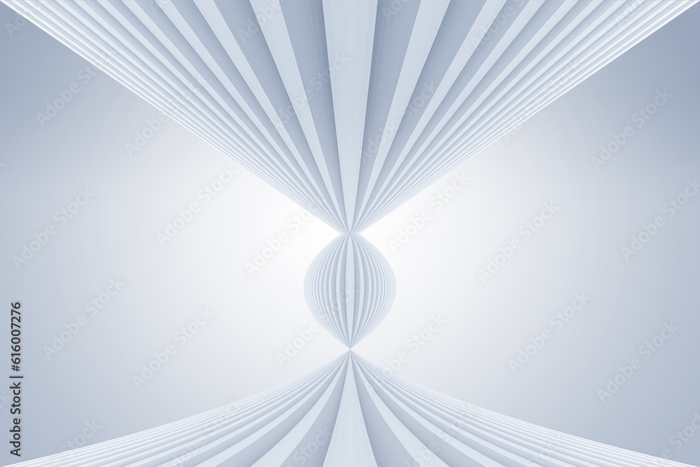 Poster the white building lines extend and converge into a sphere, rendered in 3d.