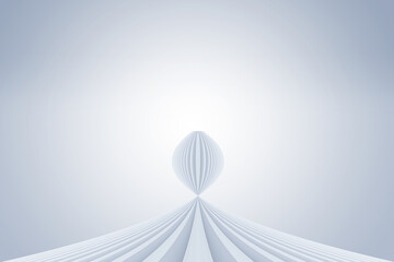 The white building lines extend and converge into a sphere, rendered in 3D.