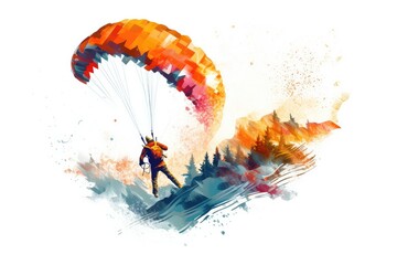 Adventure Sports e.g. Paragliding Rock Climbing illustration on white background. - obrazy, fototapety, plakaty