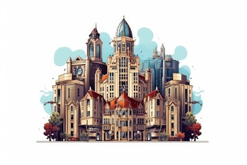 Architecture and Buildings illustration . isolate on white background. 