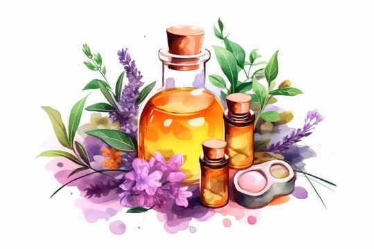spa still life with essential oils