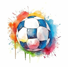 Fototapeta premium Soccer Ball watercolor created by artificial intelligence tools