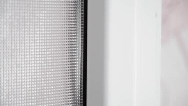 Plastic window with opaque glass, close-up