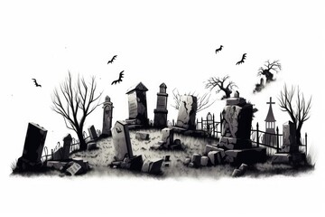 Graveyards and Tombstones illustration