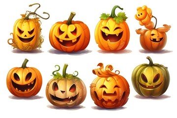 set of halloween pumpkins