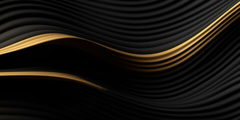 Abstract Black and Gold Wavy Lines Luxury Background Luxury Black and Gold Wavy Lines Abstract Background  AI Generated