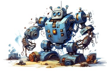 Robotics and Automation illustration on white background.