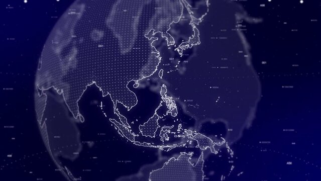 A cinematic video background showcases a digital globe rotating, zooming in on Philippines country.Data analysis Technology Globe rotating on Philippines Country data analysis technological background