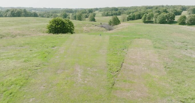 Wooden Post At Open Field Rifle Range In Leach, Oklahoma. low aerial