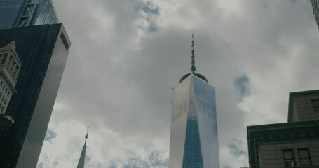 Daytime Timelapse of Freedom Tower. Located near downtown Manhattan. NYC.