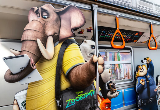 Bangkok, Thailand - June 20, 2023: A beautiful standee of a movie called Zootopia from walt disney display at the cinema to promote the movie