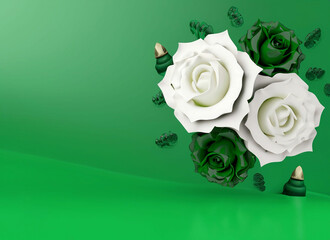 Pakistan flag background with flowers