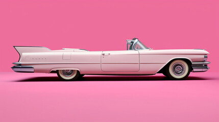 vintage car pink model - obrazy, fototapety, plakaty