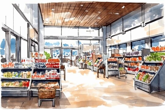 スーパーマーケット,Generative AI AI画像