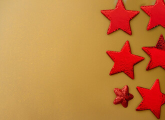 Fototapeta na wymiar Christmas pattern. Set of red balls, bell, gingerbread man, bag,