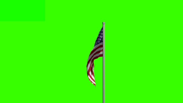 American flag waving green screen video 