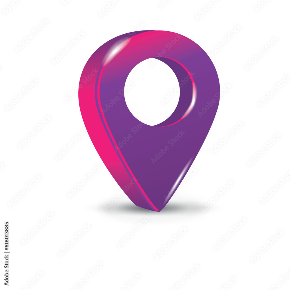 Poster violet 3d pointer of map isolated on a white background