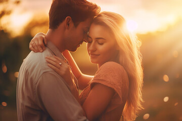Image of young romantic couple in summer