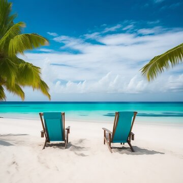 beach with trees and chairs