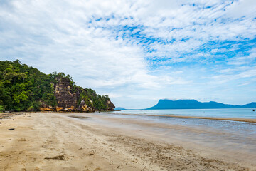 Bako national park, sea sandy beach, in Kuching, Sarawak, Malaysia. Bako national park is a famous touristic destination in Borneo, East Malaysia