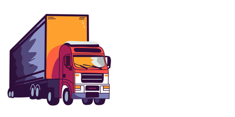 Banner for cargo transportation and cargo transportation. Trucking dump truck tipper truck company banner, copy space, vector illustration
