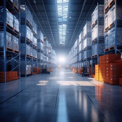 Fototapeta na wymiar The logistics warehouse of the future