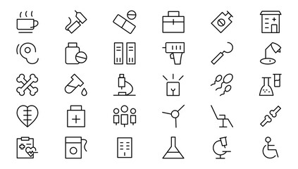 Medicine and Health symbols - minimal thin line web icon set. Outline icons collection. Simple vector illustration