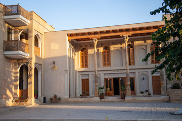 a hotel entrance in old style