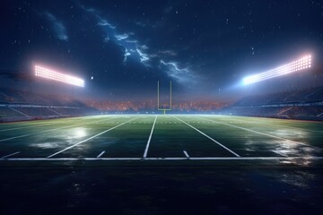 Football field. Dramatic sky