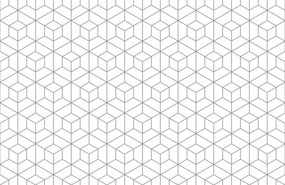 Grey cube hexagon geometric seamless pattern. Vector Repeating Texture.