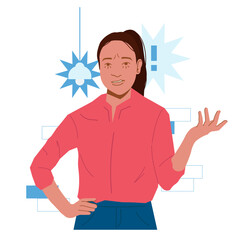 woman upset over work in flat illustration