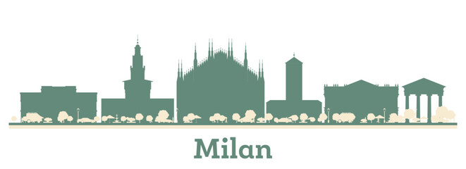Fototapeta premium Abstract Milan Italy City Skyline with Color Buildings.