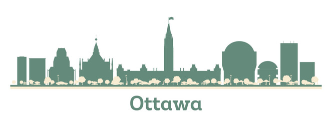 Abstract Ottawa Canada City Skyline with Color Buildings. - obrazy, fototapety, plakaty