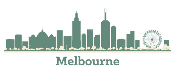 Fototapeta premium Abstract Melbourne Australia City Skyline with Color Buildings.