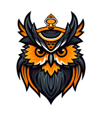 An intricately detailed owl wearing a crown vector clip art illustration, featuring intricate feathers and a majestic crown, ideal for fantasy artwork and magical-themed projects