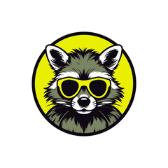 cool racoon wearing sunglasses vector clip art illustration