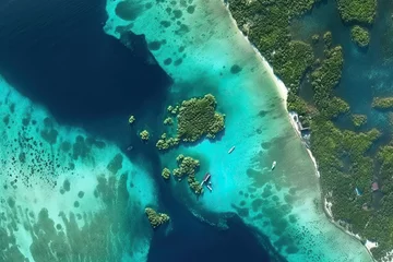 Foto op Canvas an aerial view of the blue lagoons in belize, one of the world's most beautiful places to visit © Golib Tolibov