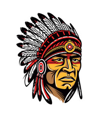 Native indian american head vector clip art illustration