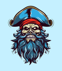Smile Pirates zombie head vector clip art illustration