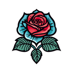 romantic roses flower vector logo clip art illustration