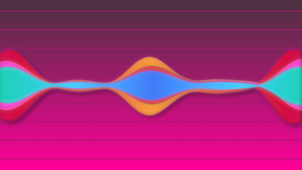 Glowing audio equalizer animated bg. Fantasy dreamlike digital audio simulation waveform. Sound music visual vj graphic. Horizontal laser show sound vibrations.BG for a podcast.