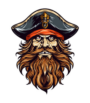 Pirates zombie head vector clip art illustration