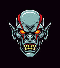 zombie head vector clip art illustration