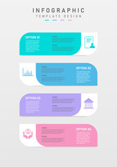 infographic business options template simple vertical rectangle pastel color White and black letters on a colored background. Color icons on white background