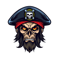 Obraz na płótnie Canvas Pirates zombie head vector clip art illustration