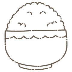 Hand draw cute icon line - cup of rice